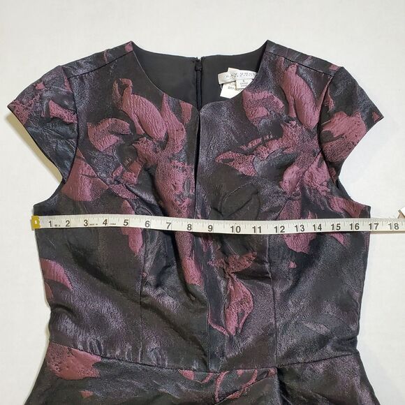 Kay Unger Massima Metallic Floral Jacquard Midi Cocktail Dress Mink Rose Size 6 - Picture 10 of 12